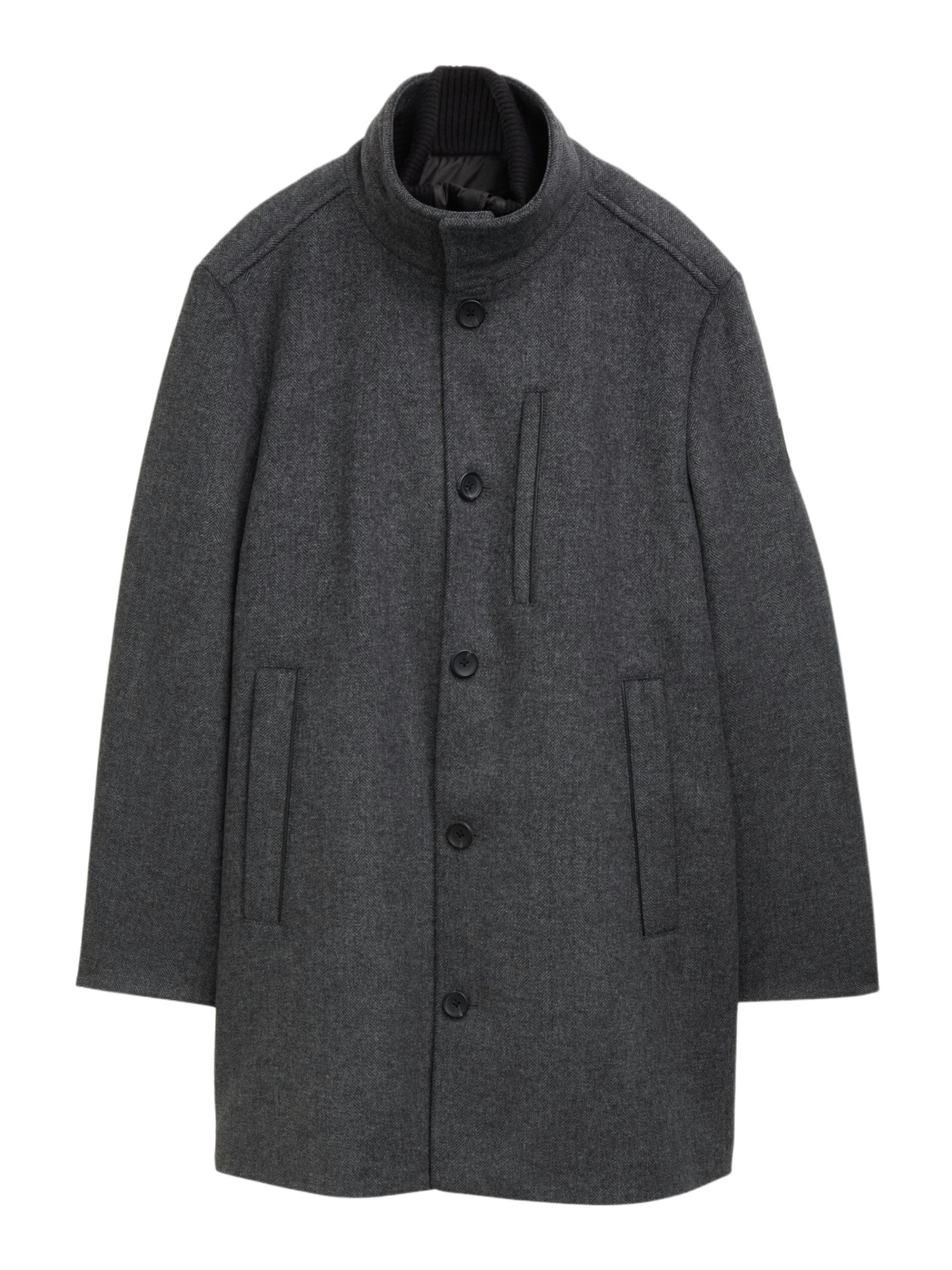 TOM TAILOR Strickmantel N grau,Outdoor,Polyester,Unifarben,Stehkragen,Lang,Regular Fit