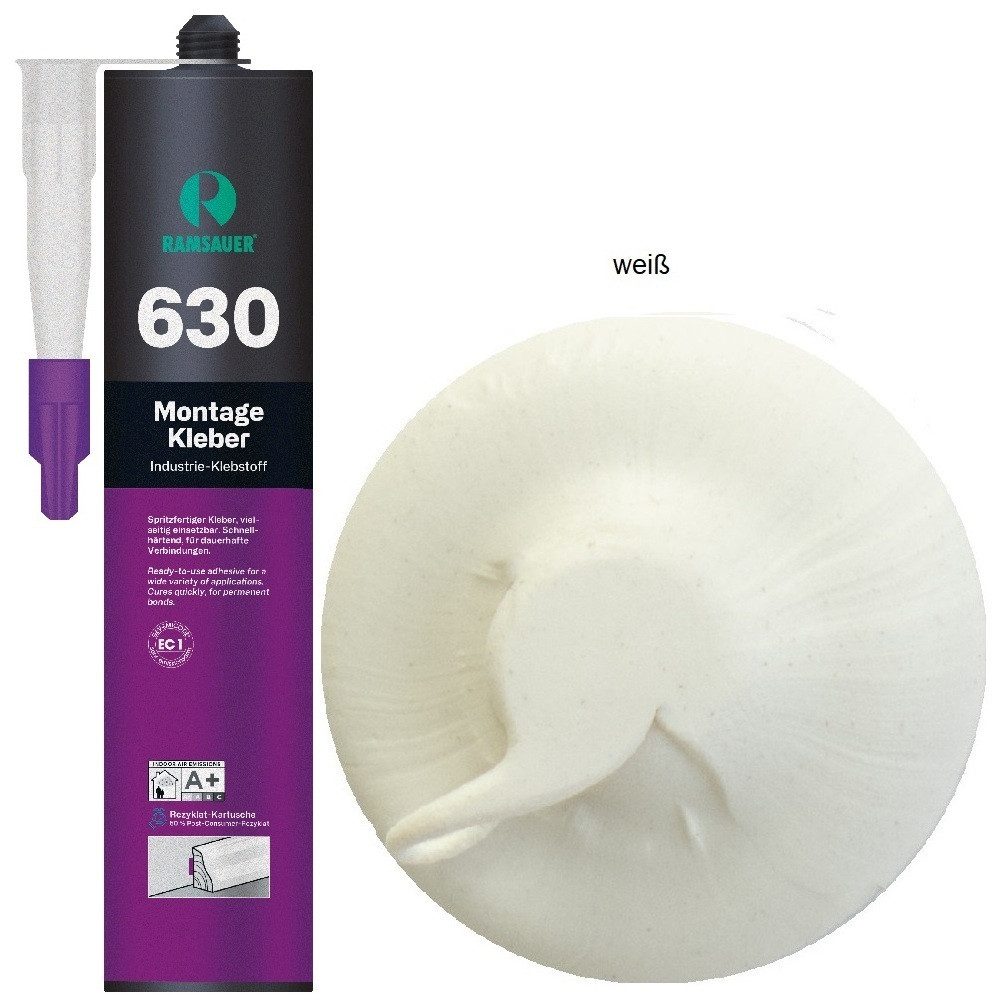 Ramsauer Klebstoff Ramsauer 630 Montage Acryl Kleber weiß Klebstoff 400g Kartusche, silikonfrei