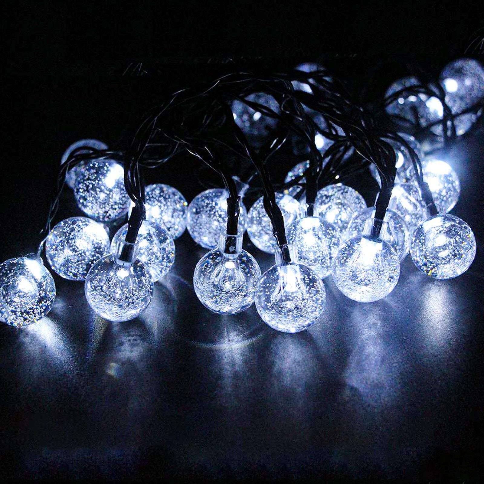 Salcar LED Solarleuchte LED Kugel-Lichterkette Außen Solar Gartenleuchte Weihnachtsdeko, 2-Leuchtmodi, 5m 20LED, Kaltweiß – Bild 4 von 5