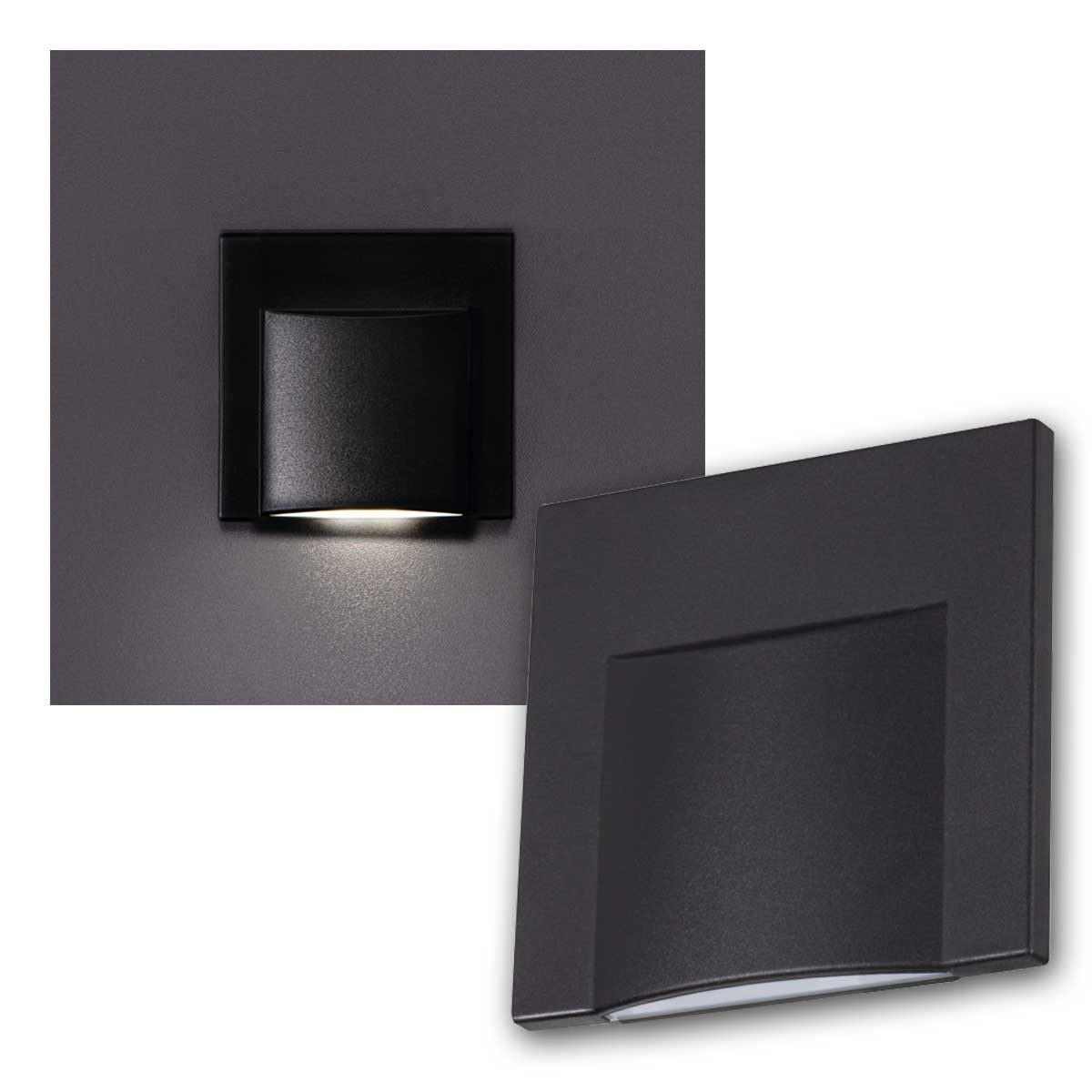 Kanlux LED Wandleuchte Stufenlicht ERINUS black, 15lm neut.weiß, 12V 0,8W, neutralweiß