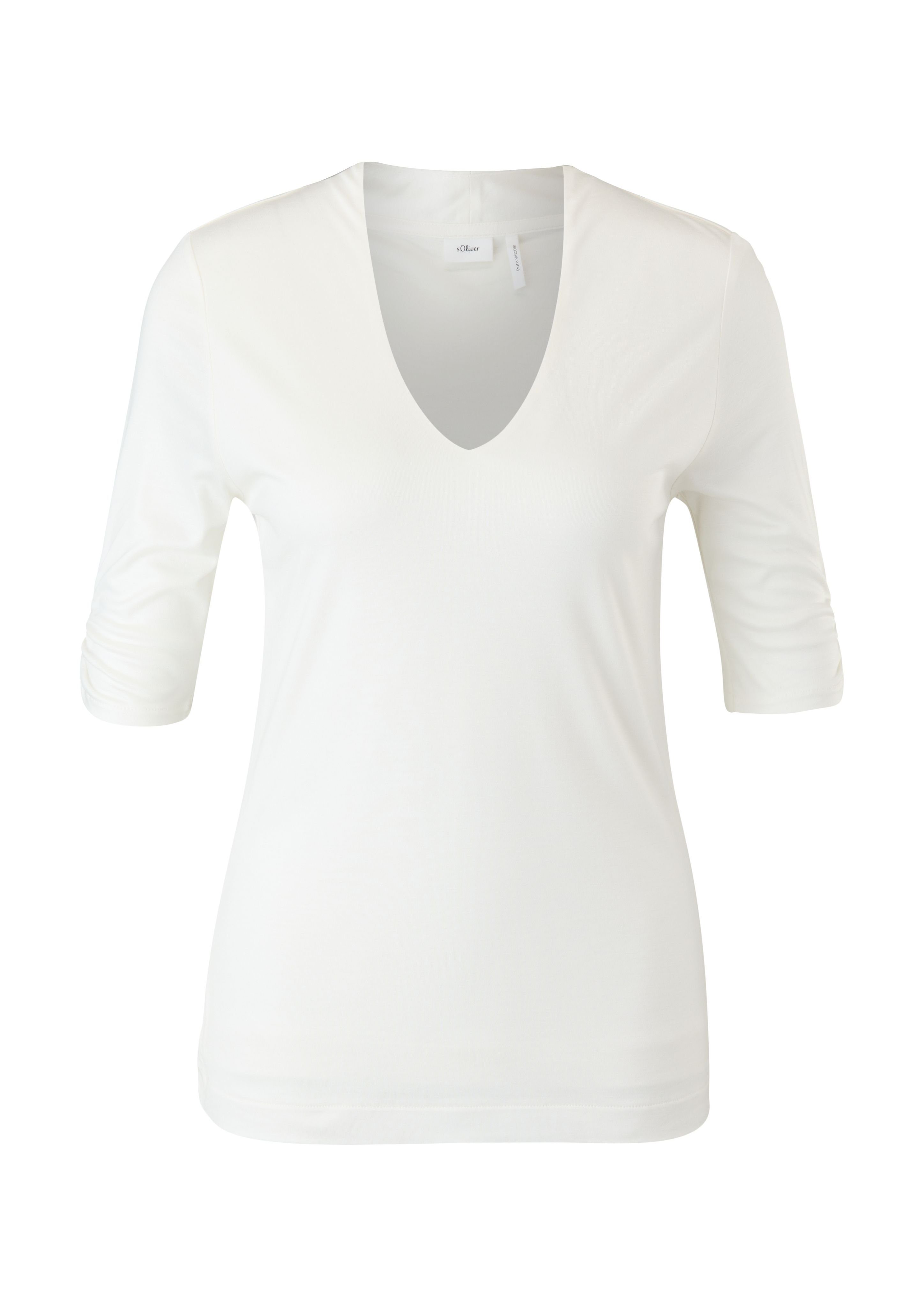 s.Oliver BLACK LABEL T-Shirt - T-Shirt mit V-Ausschnitt - Basic Shirt kurzarzm