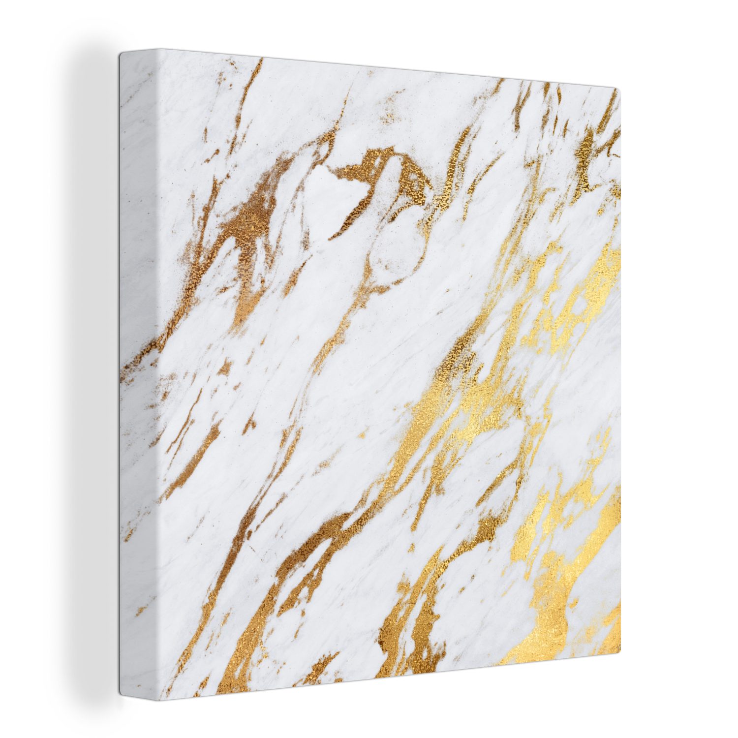 (1 St), Wohnzimmer Gold, Leinwand Leinwandbild Muster - - Marmor für Weiß Bilder Schlafzimmer OneMillionCanvasses® -