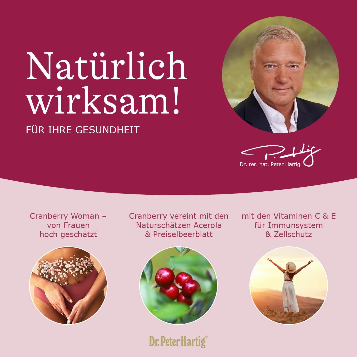 Dr. Peter Hartig Cranberry Woman, unterstützt ihre Blase, für mehr Wohlbefinden Kapseln, 120 Kapseln, 4-Monats-Vorrat, à 75 g