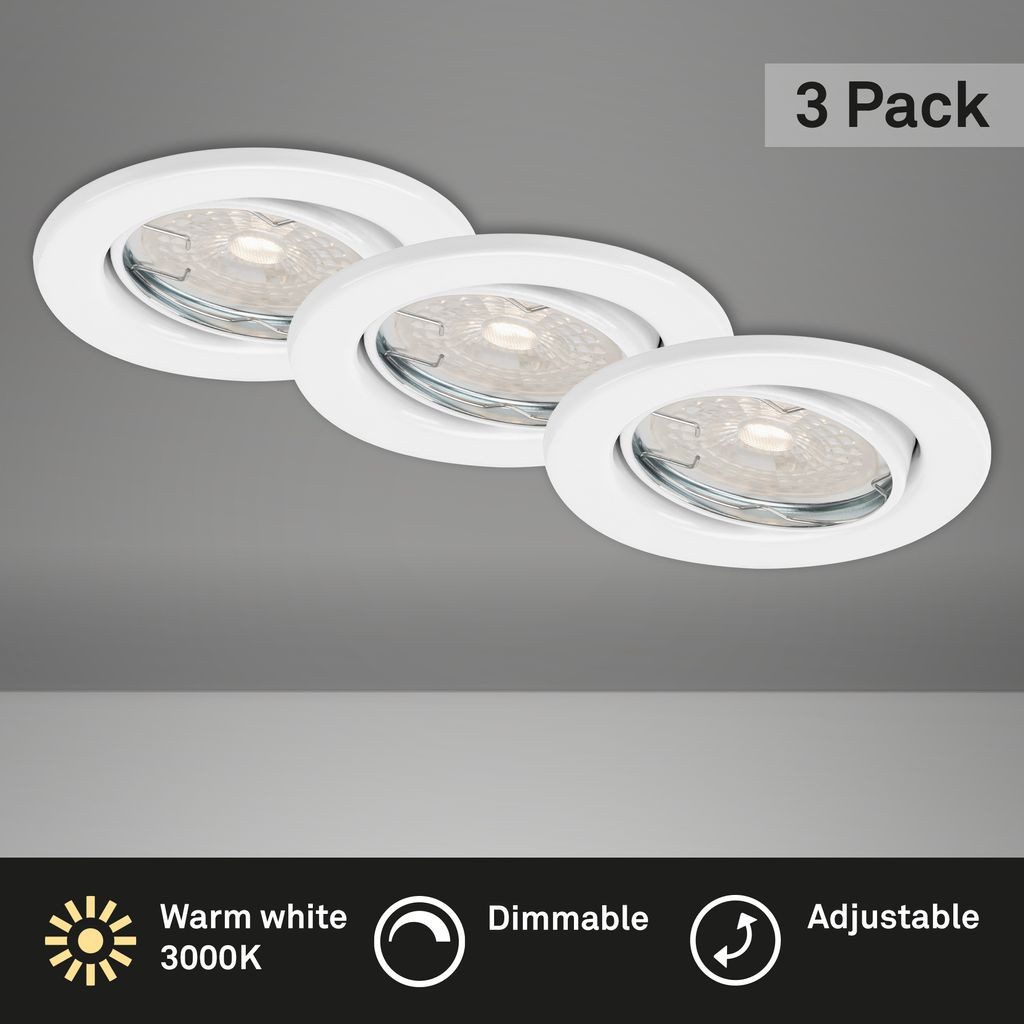 Briloner Leuchten LED Einbaustrahler 7256-036, Dimmfunktion, LED wechselbar, 2700K - Extra-Warmweiß, weiß, GU10, Einbaustrahler, Einbauspot