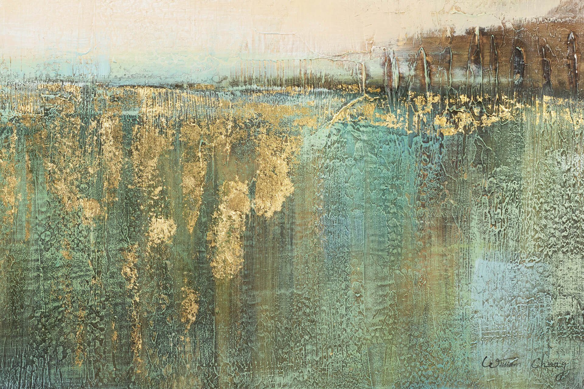 KUNSTLOFT Gemälde Über den Horizont 120x60 cm, Leinwandbild 100% HANDGEMALT Wandbild Wohnzimmer