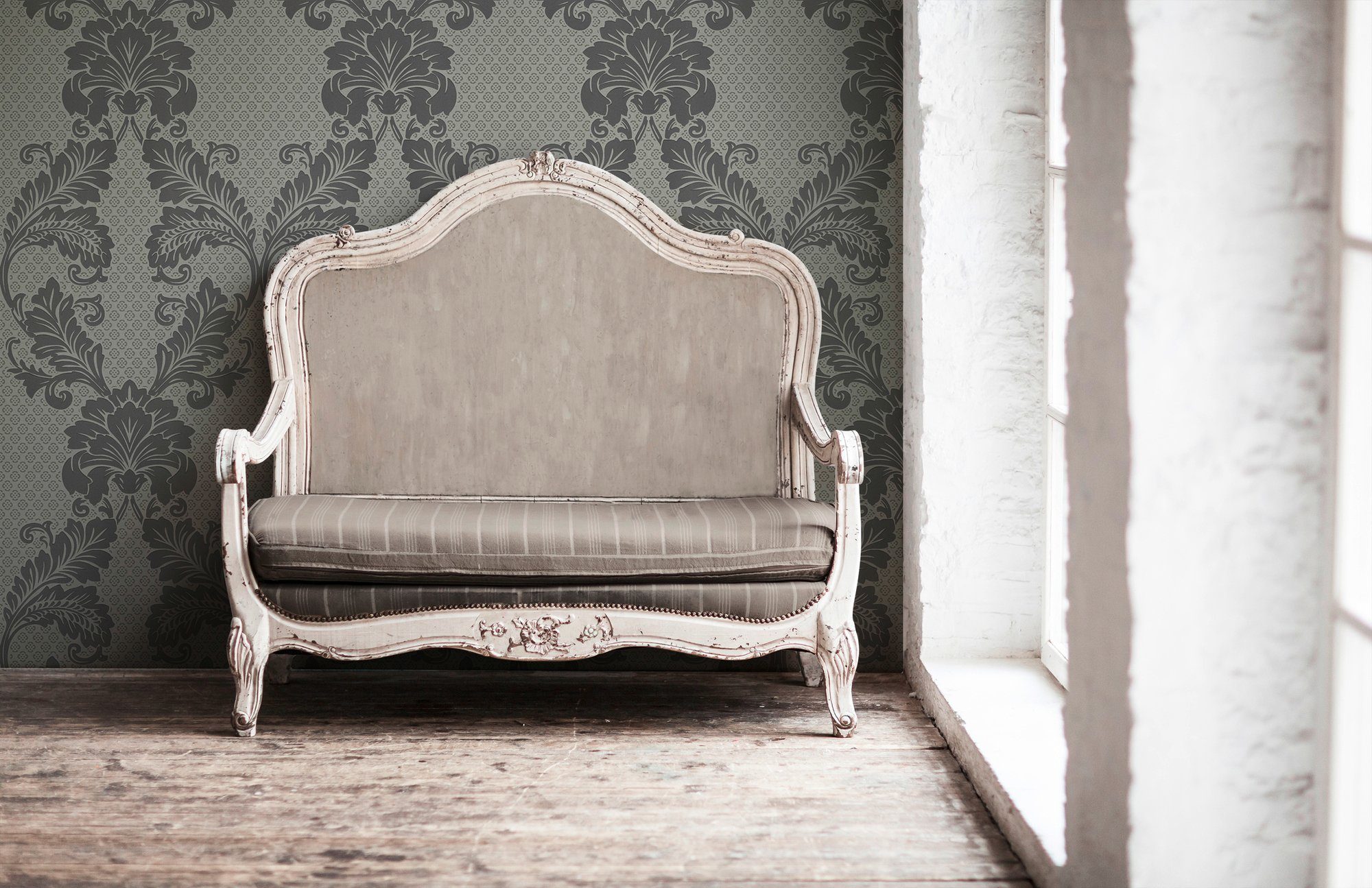 grau/bronzefarben Barock Barock, Ornament wallpaper, Architects Vliestapete Luxury Paper Tapete beflockt,