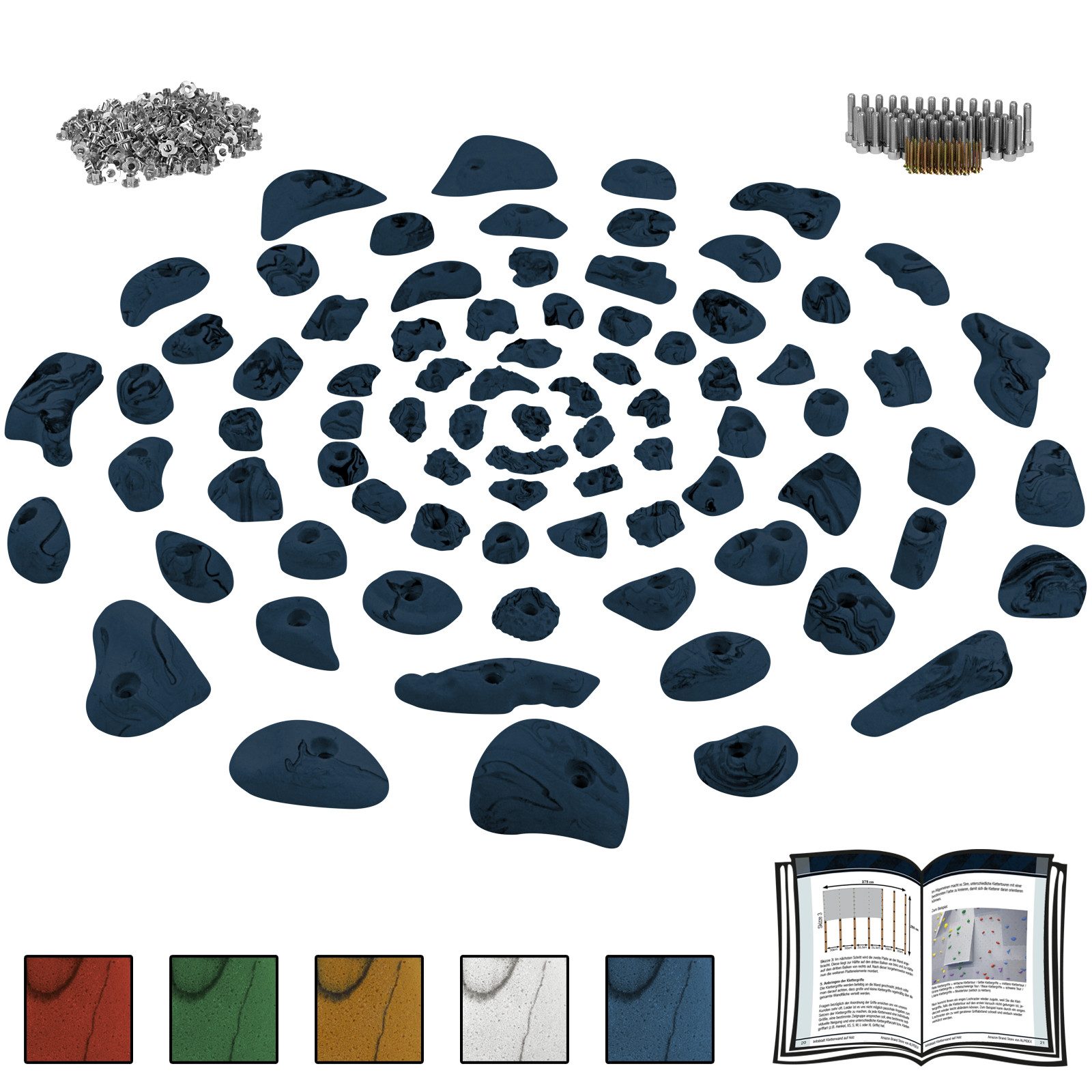 ALPIDEX Klettergriff ALPIDEX 80 Klettergriffe inklusive Schrauben und 250 Einschlagmuttern