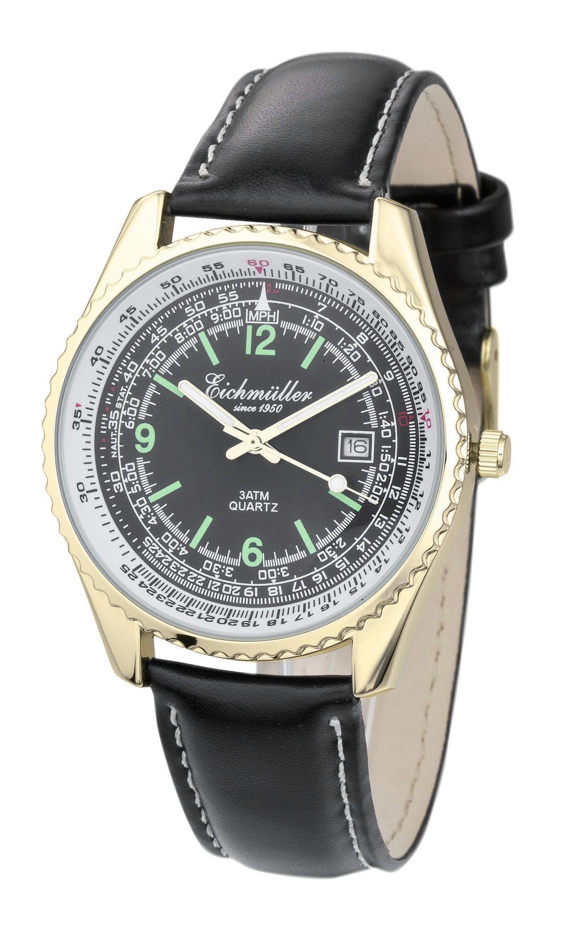 Quarzuhr Herrenuhr, 40 mm – Sportliche Armbanduhr mit schwarzem Zifferblatt RE1167