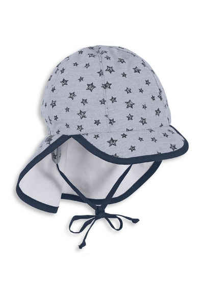 Sterntaler® Beanie »Schirmmütze mit Nackenschutz« (1-St) Schirmmütze Baby - Mütze mit Nackenschutz bedruckt mit Sternen - Hut mit Nackenschutz, Ohrenklappen und Bindeband und UV-Schutz 50+ Sonnenschutz