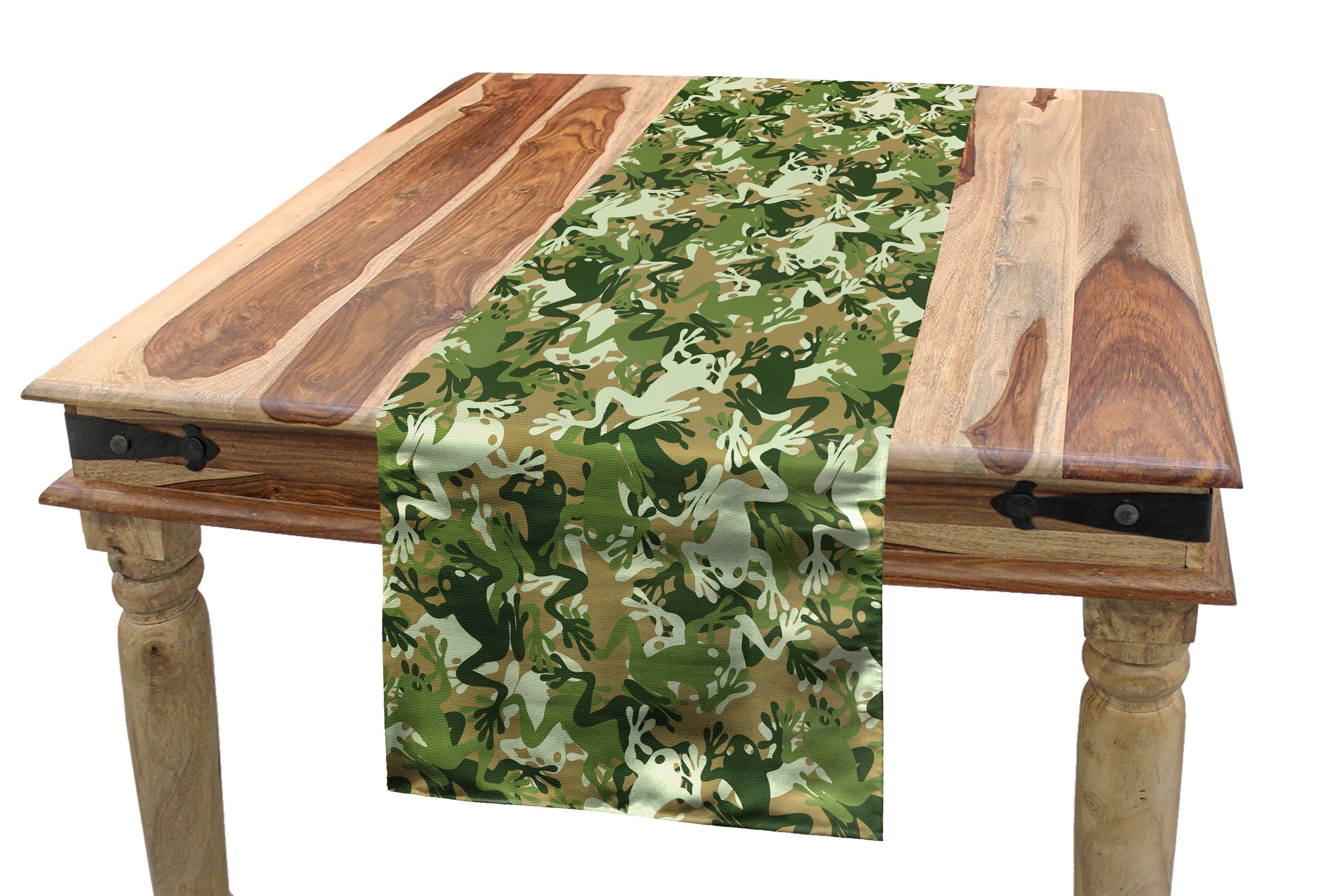 Abakuhaus Tischläufer Esszimmer Küche Rechteckiger Dekorativer Tischläufer, Frosch Schädel-Camouflage-Design | Tischläufer