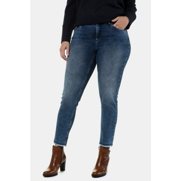 Ulla Popken 5-Pocket-Jeans Jeans Sarah Fransensaum schmale 5-Pocket-Form