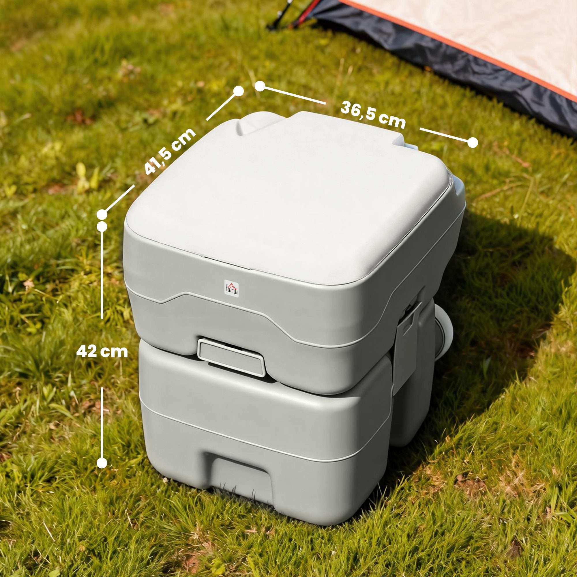 HOMCOM Campingtoilette Campingtoilette Reisetoilette max. Tragkraft bis 147 kg 20L, (Reisetoilette, 1-St., Trockentrenntoilette), für Camping, Wandern, Reisen, Angeln Grau