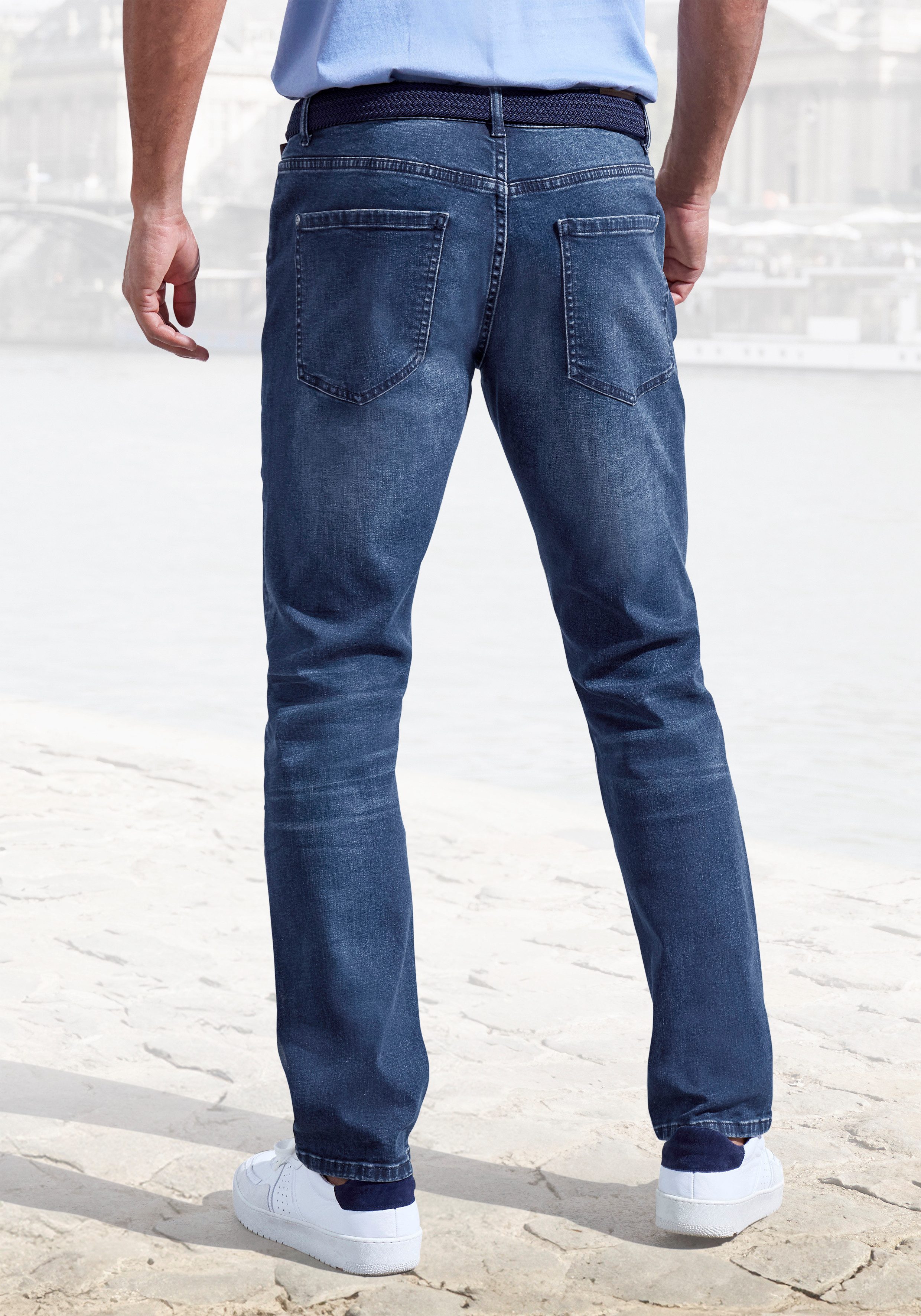 John Devin 5-Pocket-Jeans Straight-fit Jeans aus elastischer Denim-Qualität