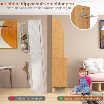 COSTWAY Küchenbuffet mit Aufsatz, Schublade & Haken, Bambus 120x35x175cm