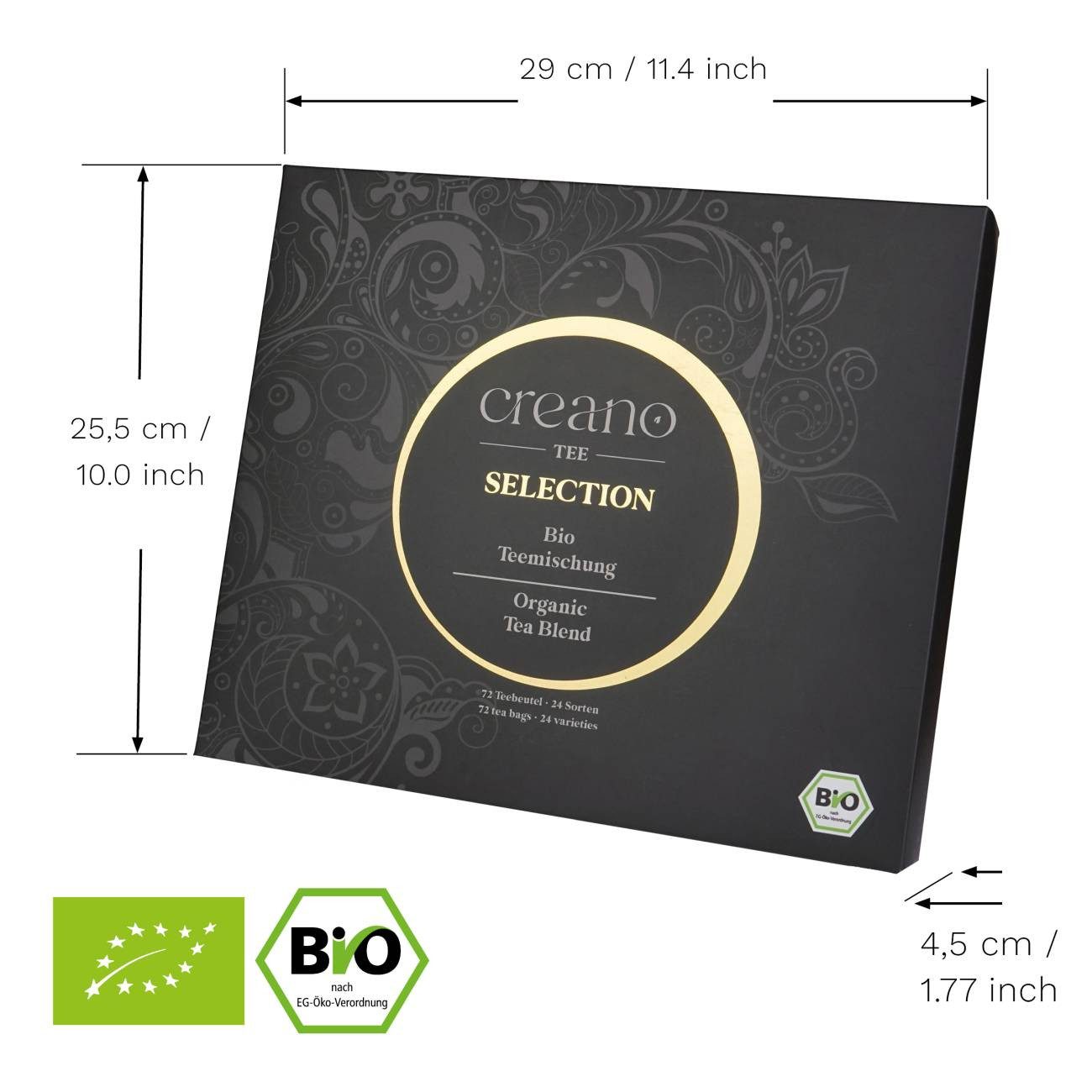 Creano Tee Bio Kräutertee & Tee Geschenkset „WORLD OF TEA“ - 72 Teebeutel, 144g*, 1 x 72 St.