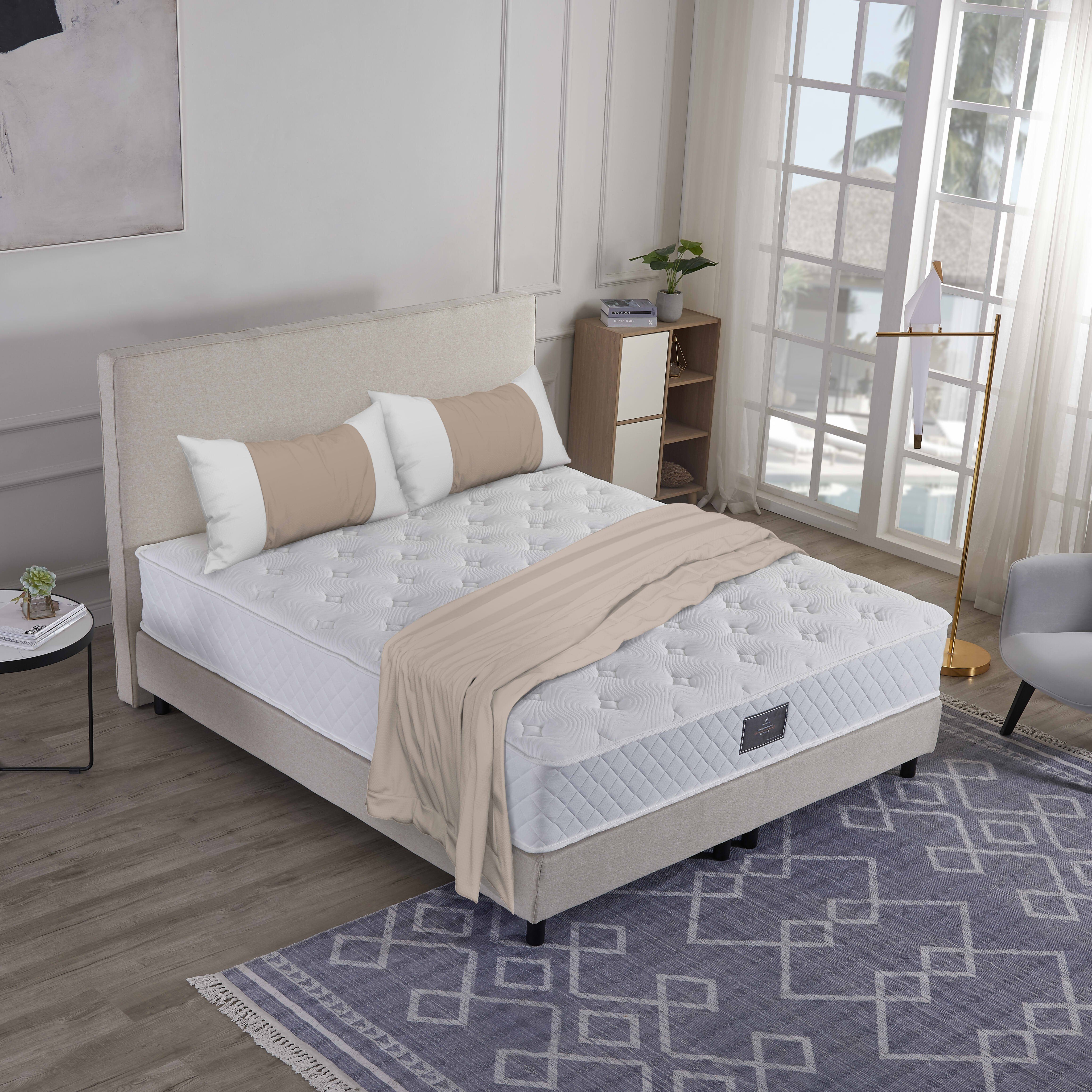 Bestes drei Beige Lieferung wählbar, Boxspringbett Modell 208 Maße schnelle 4 einfache Preis-Leistungsverhältnis, mit Boxspringbett V6 Lager, aus Montage Farben Taschenfederkernmatratze, und