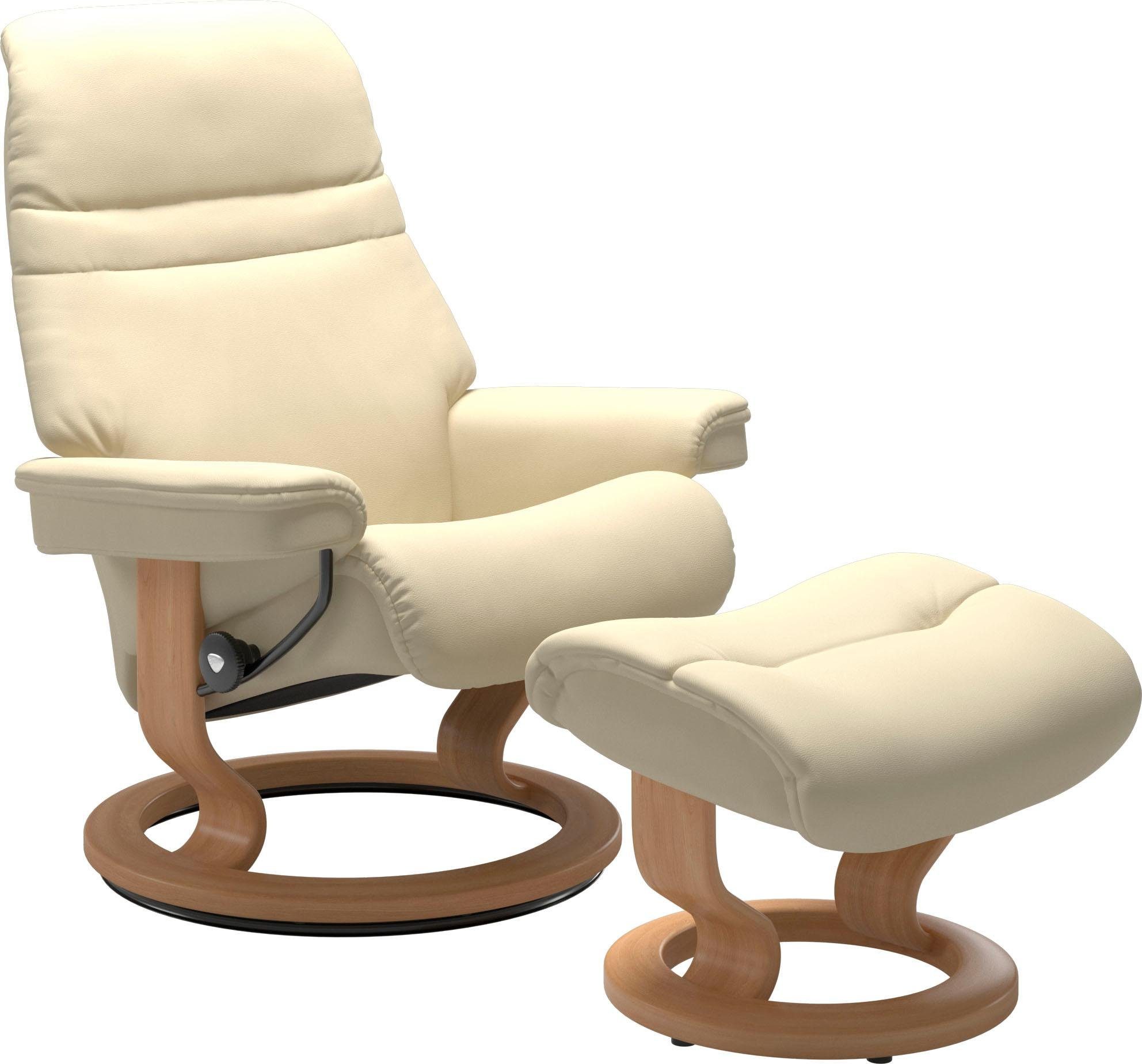 Stressless® Relaxsessel Sunrise (Set, Relaxsessel mit Hocker), mit Classic Base, Größe M, Gestell Eiche