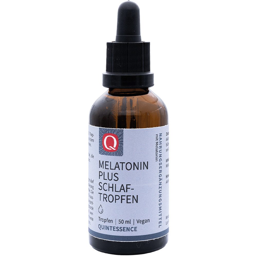 Quintessence Melatonin Plus Schlaf-Tropfen – Melatonin mit MCT-Öl - 50 ml Tropfen, 50 ml, Hochwertige Premiumqualität - vegan - mit Lavendel & Zitronenmelisse