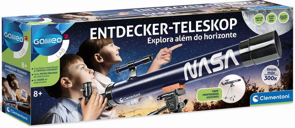 Clementoni® Teleskop Galileo, Entdecker-Teleskop, NASA-Teleskop zur  Beobachtung von Mond, Sternen oder Nachthimmel für Kinder