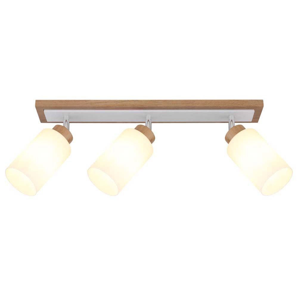 GLOBO LIGHTING Deckenspot, Leuchtmittel nicht inklusive, Strahler Deckenleuchte Holz braun Glas opal matt 3 flammig L 59.9 cm
