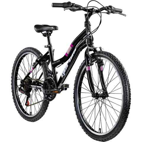 Geroni Mountainbike Swan Lady, 21 Gang, Kettenschaltung, Mädchen Fahrrad 24 Zoll ab 8 Jahre 130-145 cm Jugendfahrrad 21 Gang