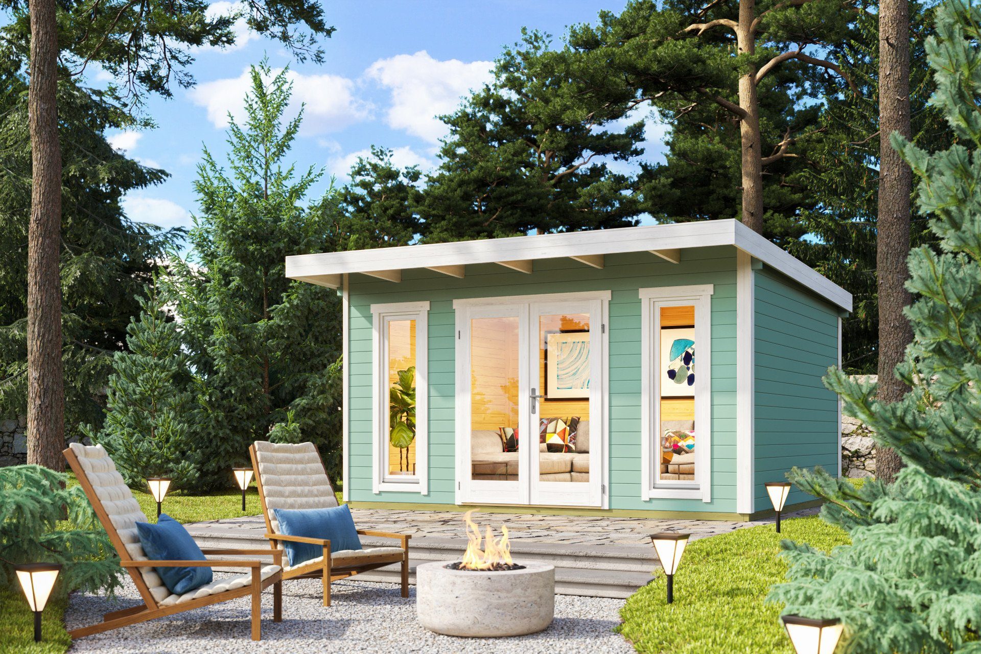 LASITA MAJA Gartenhaus Flachdach 4x4m Holz Sizilien 1, BxT: 410x350 cm, ohne Dacheindeckung