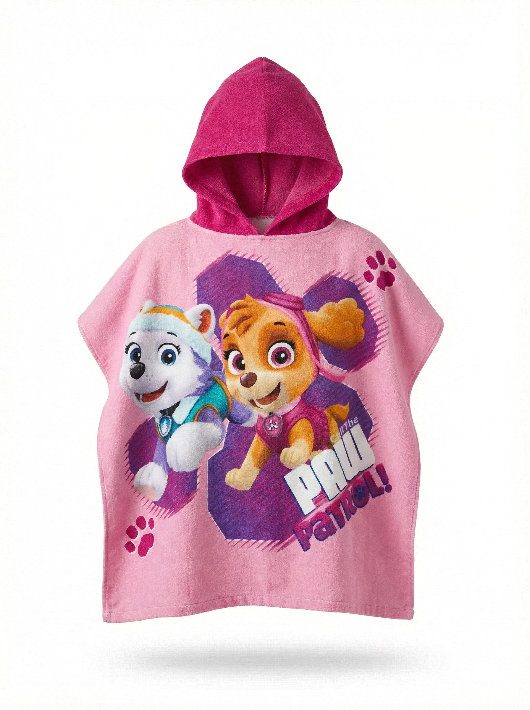 PAW PATROL Badeponcho PAW Patrol Kinder Mädchen Mikrofaser Poncho Badetuch Badeponcho, 55, Polyester, Kapuze, ohne