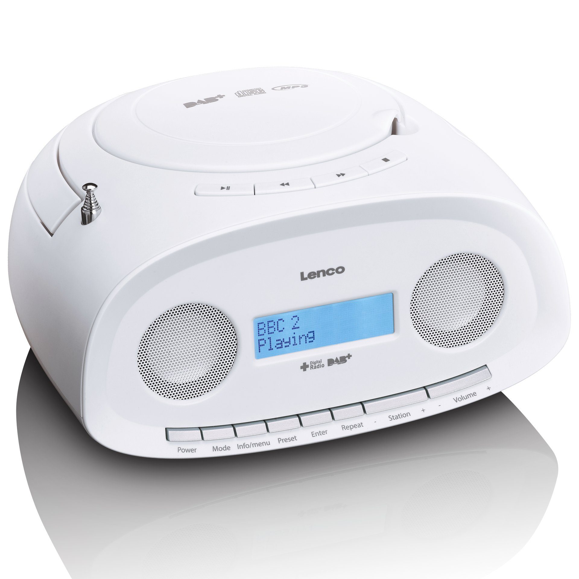 Lenco Lenco SCD-69WH DAB Radio Boombox CD Player, Weiß Radio, Tragbares Boombox  mit DAB+ Radio