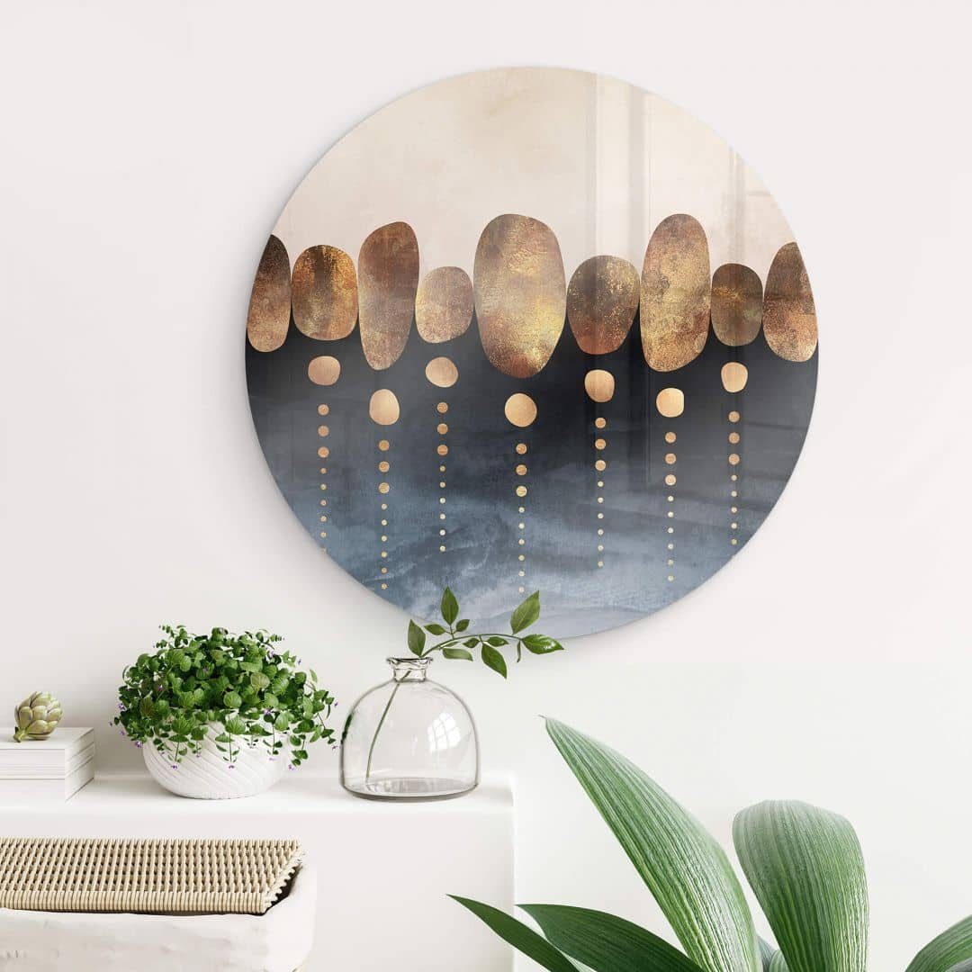 K&L Wall Art Glasbild Glas Wandbild Rund Glasbild Fredriksson Illustration Skandinavisch, Wandschutz Deko Bilder
