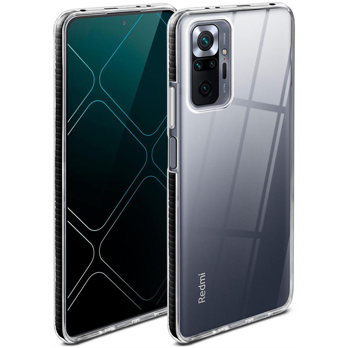 ONEFLOW Handyhülle für Redmi Note 10 Pro Hülle Silikon Cushion Case Schwarz 6,67 Zoll, Schutzhülle Transparent Bumper Back Cover Silikonhülle Durchsichtig