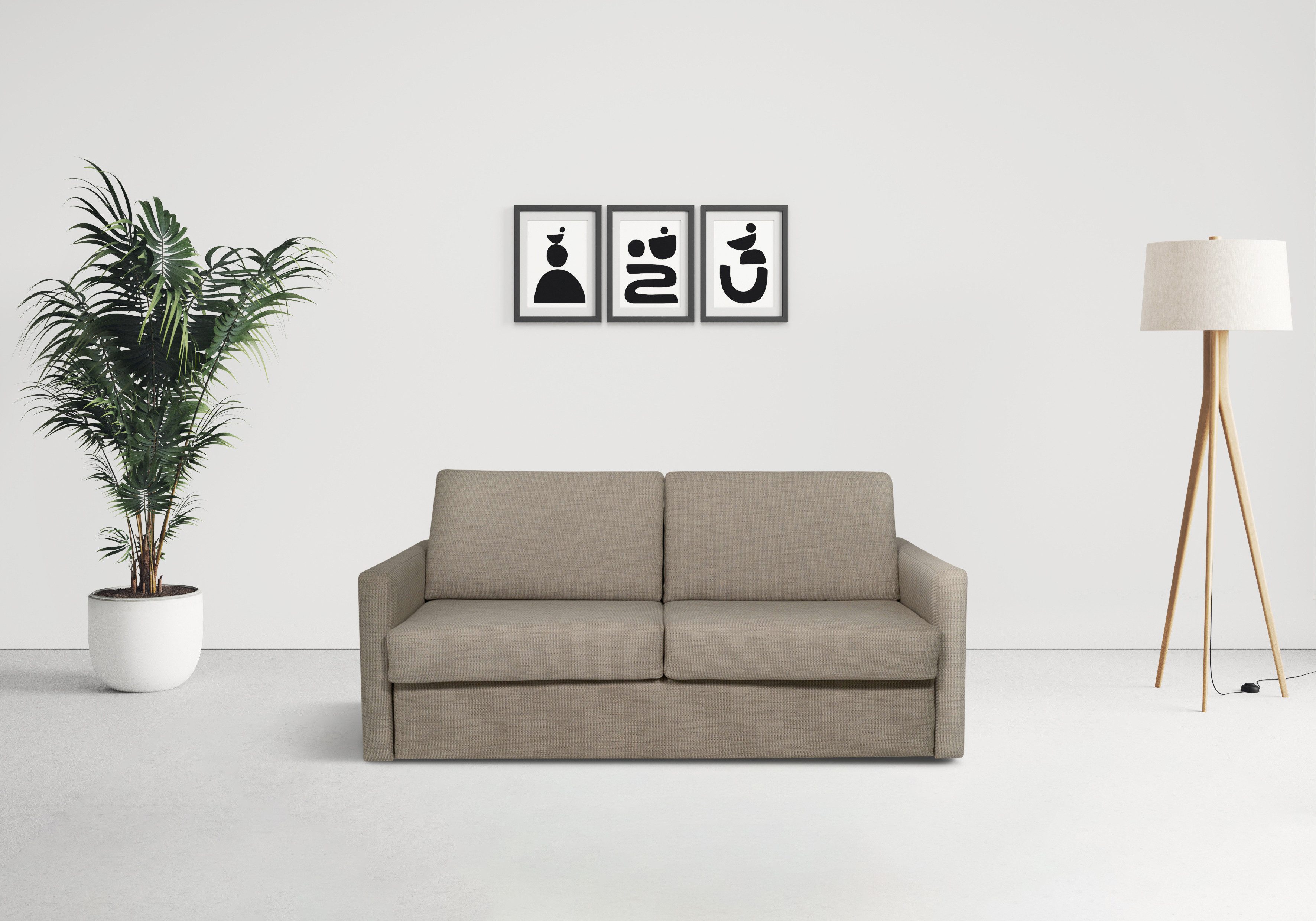 Home affaire Schlafsofa GOLDPOINT 182cm, Dauerschläfer, Liegefläche 140/200 cm, 3-Sitzer mit Dauerschläfer-Funktion, Bonell-Federkernmatratze