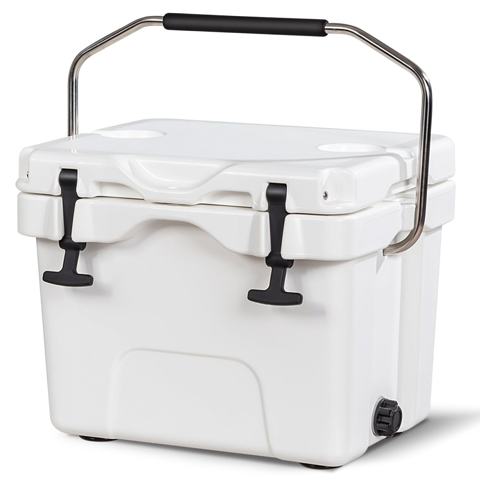 COSTWAY Kühlbox, 15 l, 15L, 75°C, Griff Weiß mit bis & -30°C Getränkehalter, 45x34x33cm