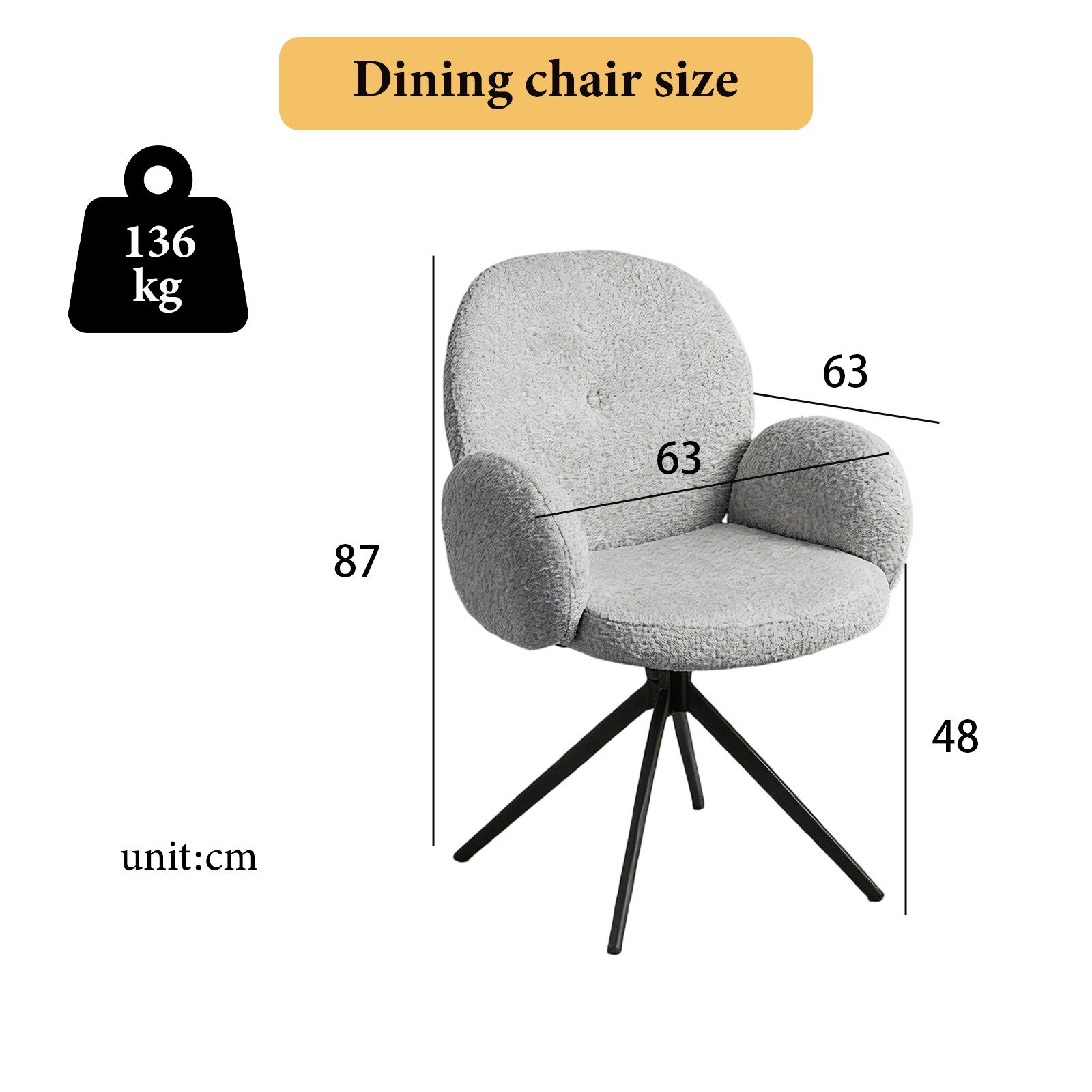 Jiexi Polsterstuhl Esszimmerstuhl Bürostühle mit Armlehnen gepolstertes Kissen