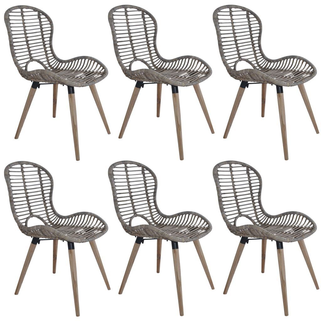 Esszimmerstuhl Esszimmerstühle 6 Stk. Natur Rattan Braun