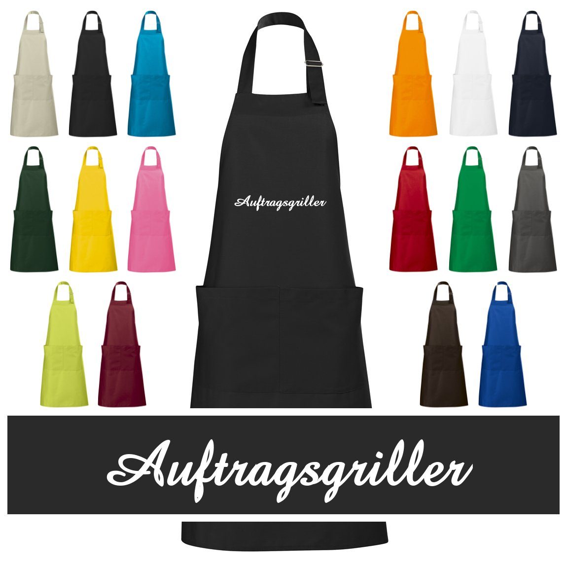 Schnoschi Grillschürze Hochwertige Grillschürze mit Auftragsgriller bestickt, Stickerei mit Auftragsgriller