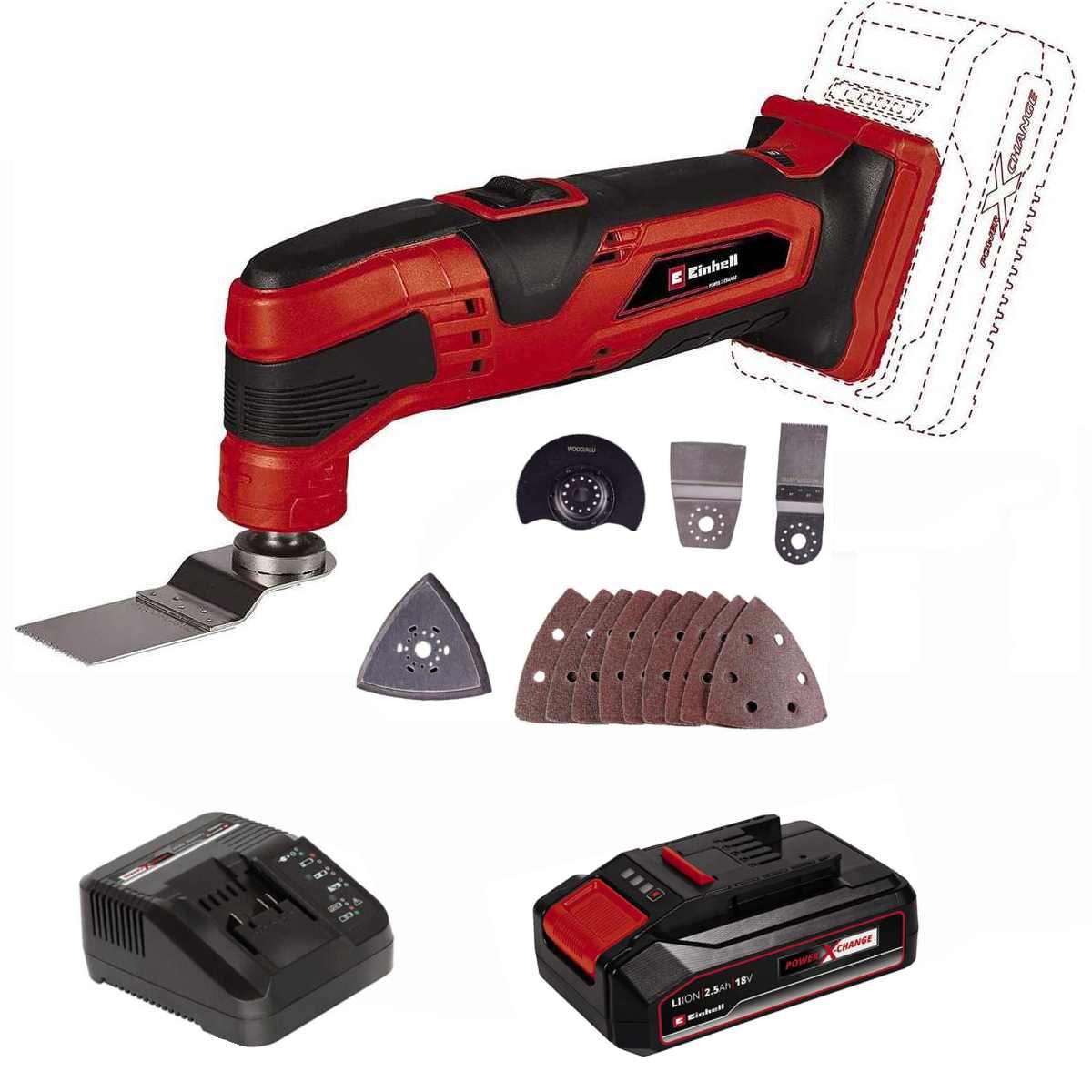 Einhell Akku-Multifunktionswerkzeug Akku-Multifunktionswerkzeug TC-MG 18 Li 18V Akku 2.5 Ah, Ladegerät