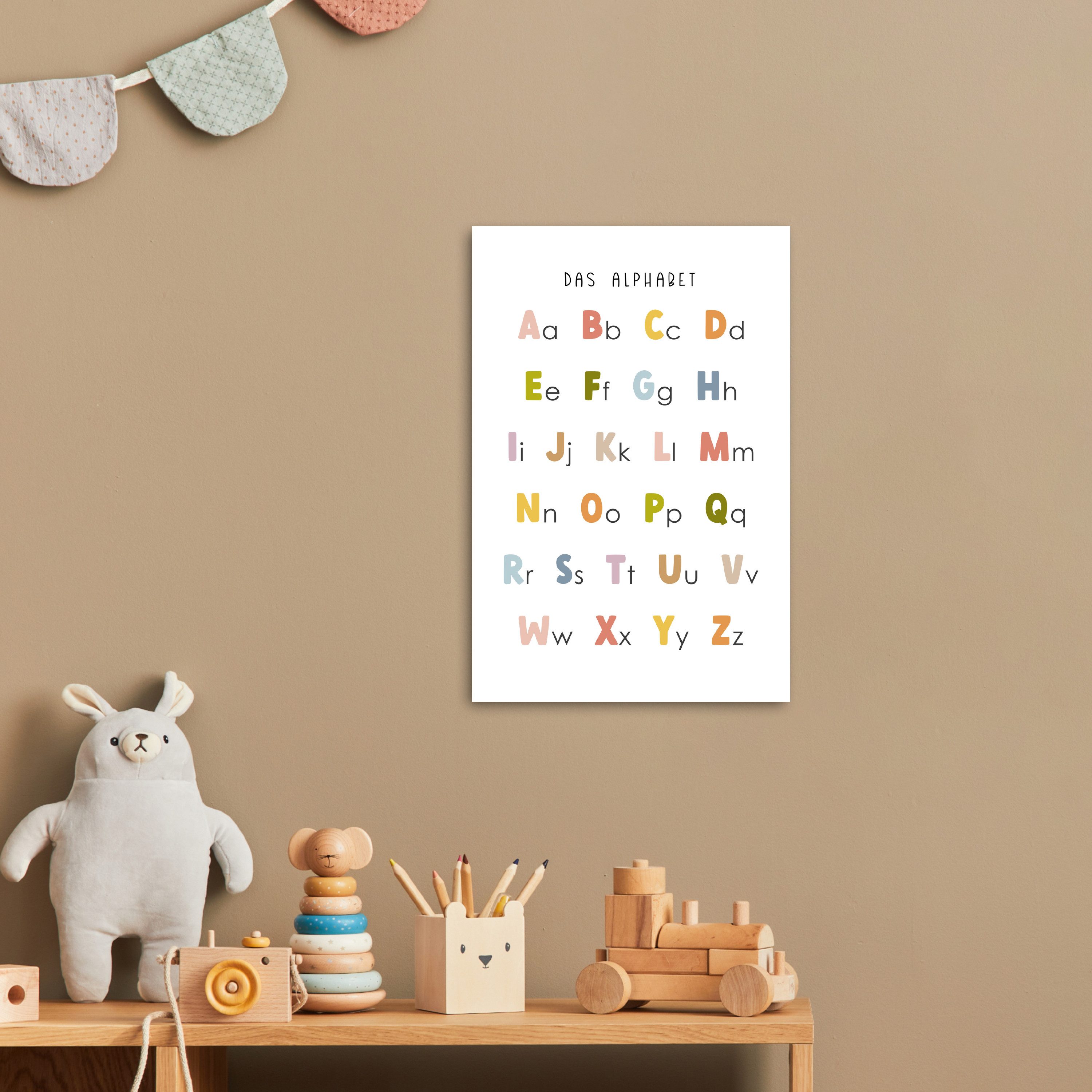 MuchoWow Poster Pädagogisch - Alphabet lernen - Farbenfroh - Weiß - Buchsta günstig online kaufen