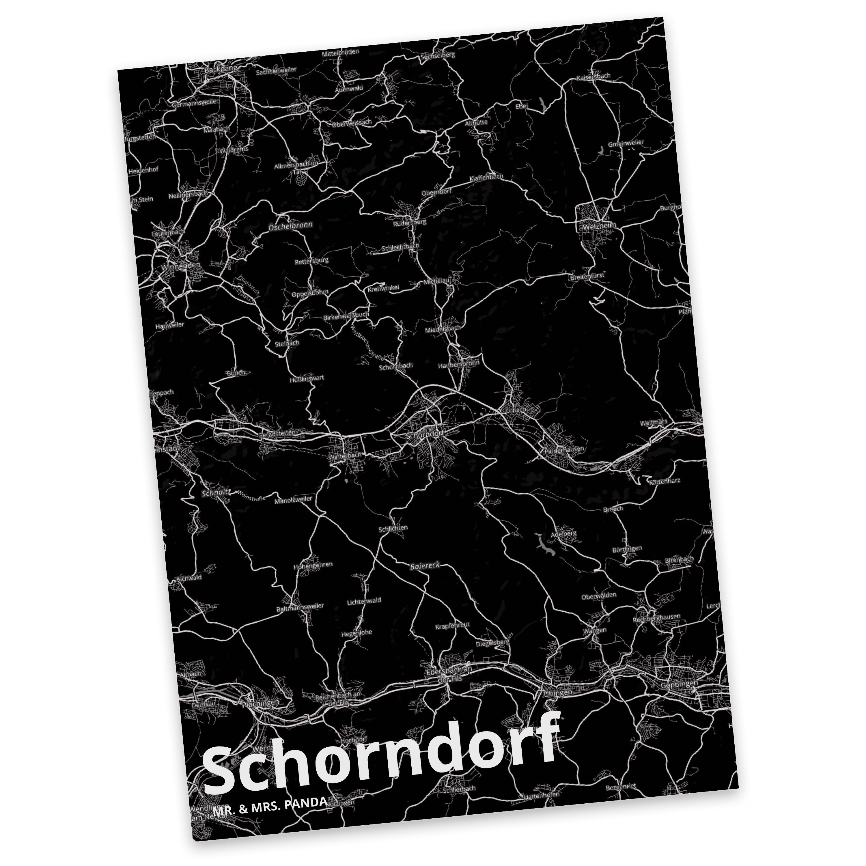Mr. & Mrs. Panda Postkarte Schorndorf - Geschenk, Stadt, Ort, Stadt Dorf Karte Landkarte Map Sta