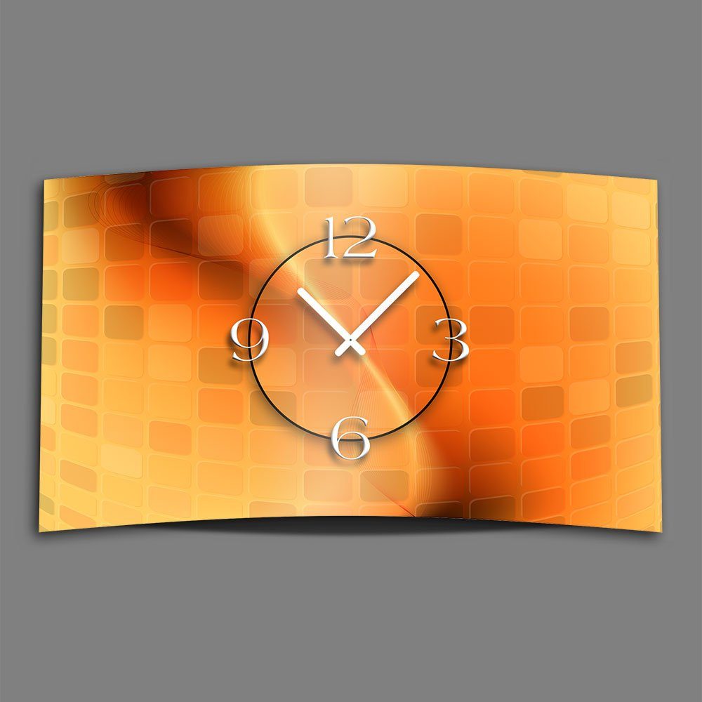 modernes 3D-Optik Alu-Dibond) dixtime Abstrakt Wanduhren Wanduhr Designer orange leise Design kein 4mm (Einzigartige aus Wanduhr