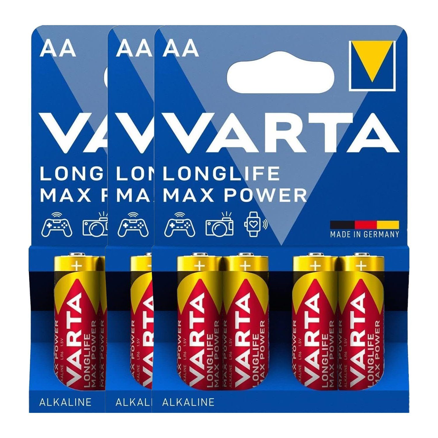 x 4er Longlife VARTA 12 x Mignon Power 3 Batterie Batterie Max AA 4706 VARTA Alkaline
