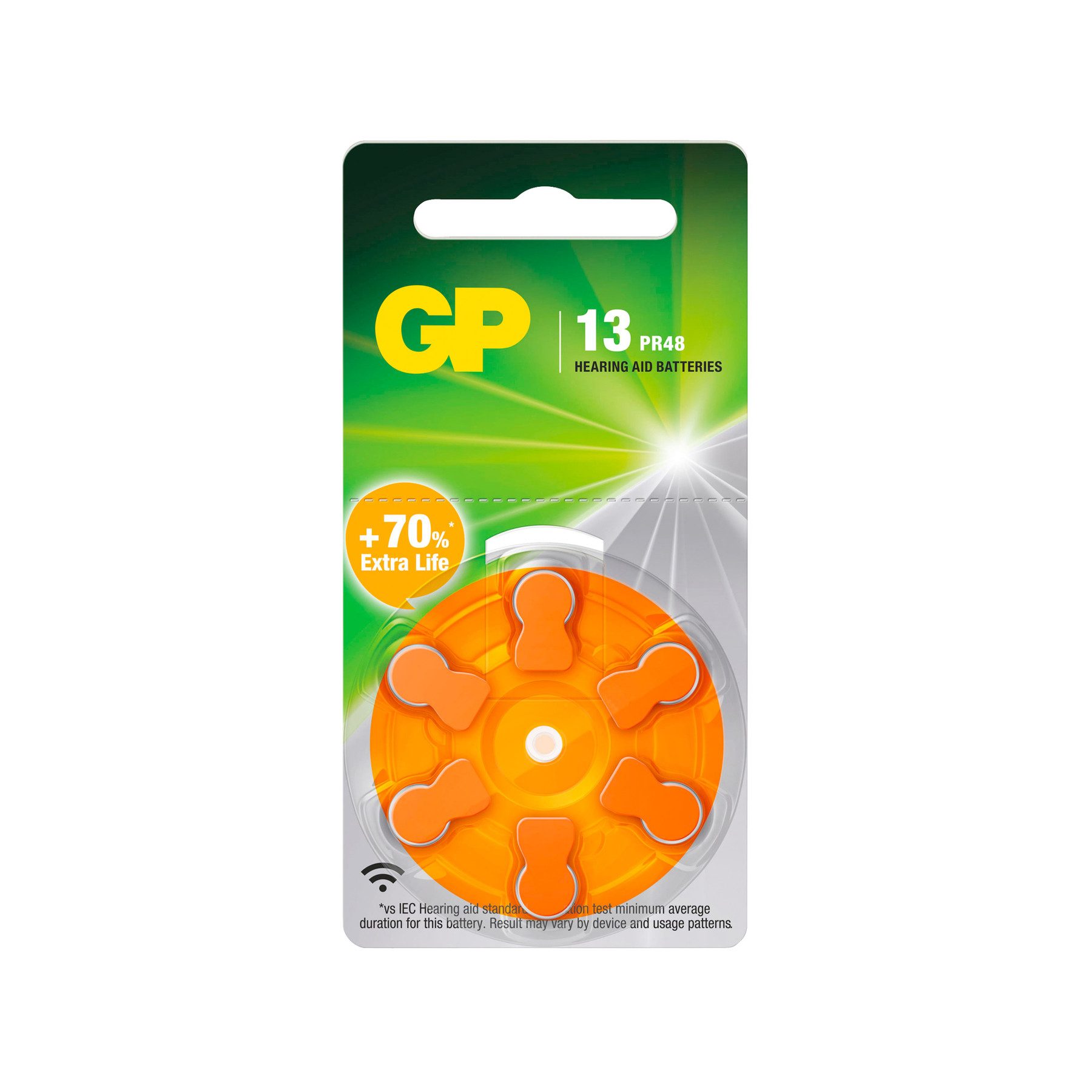 GP ZA 13 Hörgeräte Batterie, PR 48, 6-Stück Batterie