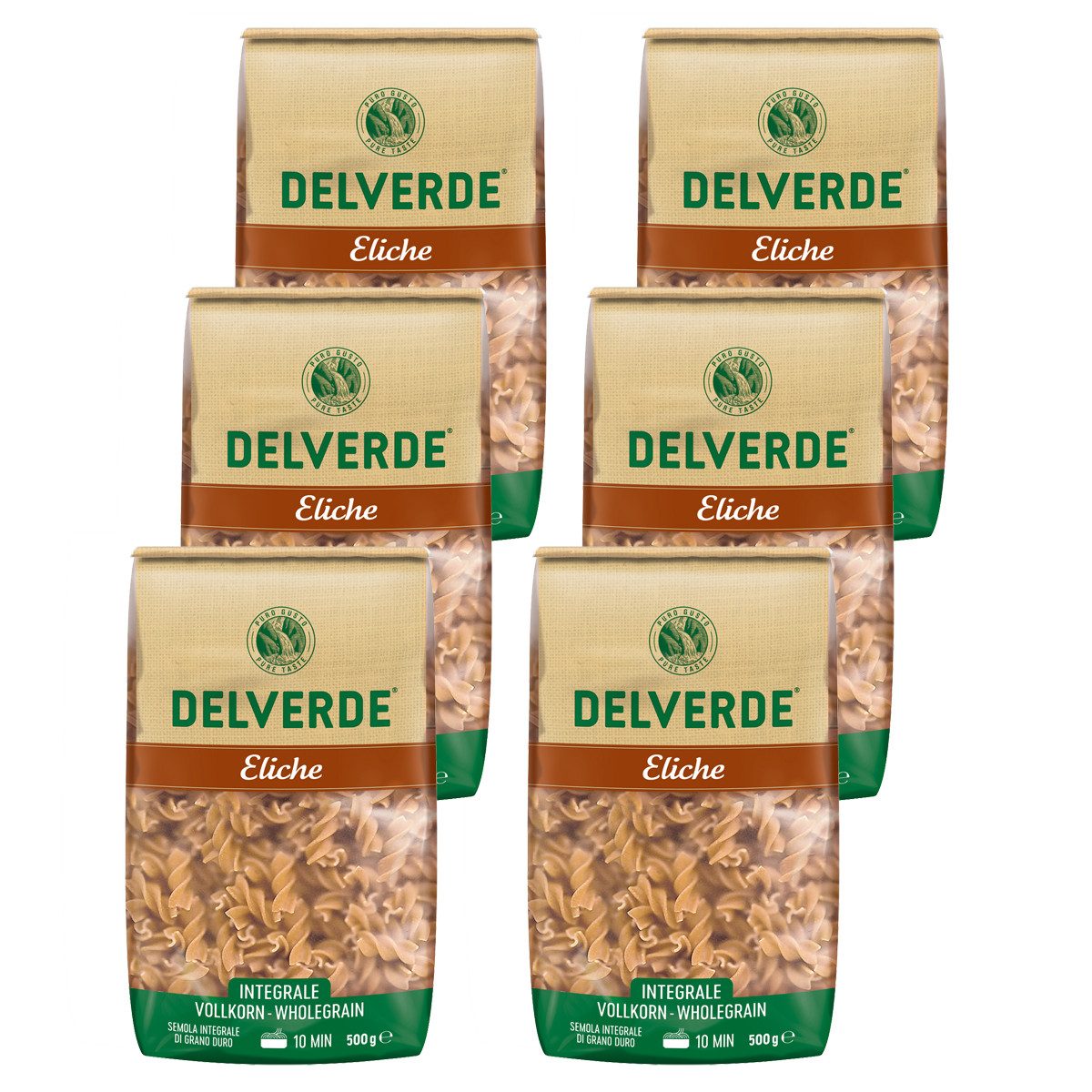 DELVERDE Nudeln, Delverde Vollkorn Eliche Integrale Vollkorn Nudeln 500g 6er Pack