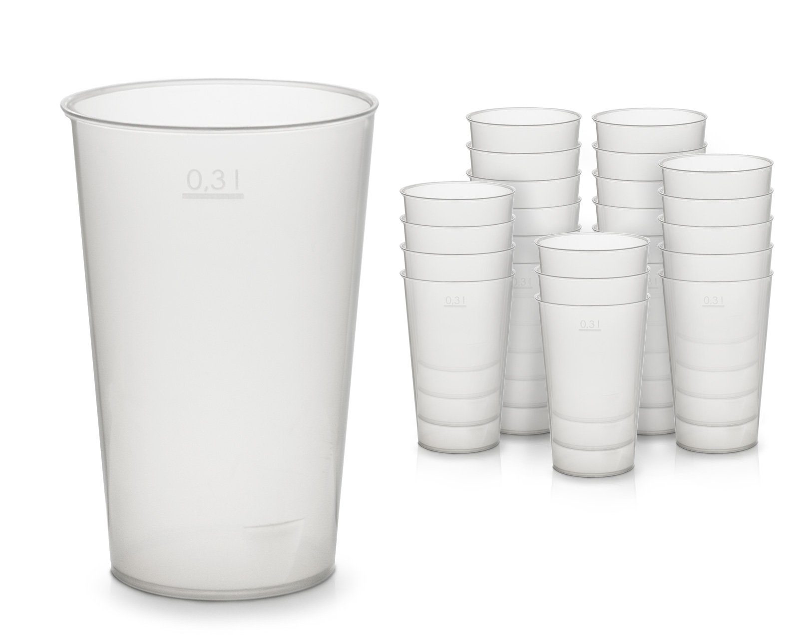 OCTOPUS Becher 25x Mehrwegbecher 300ml, Plastikbecher aus bruchsicherem Kunststoff, 25-tlg., PP