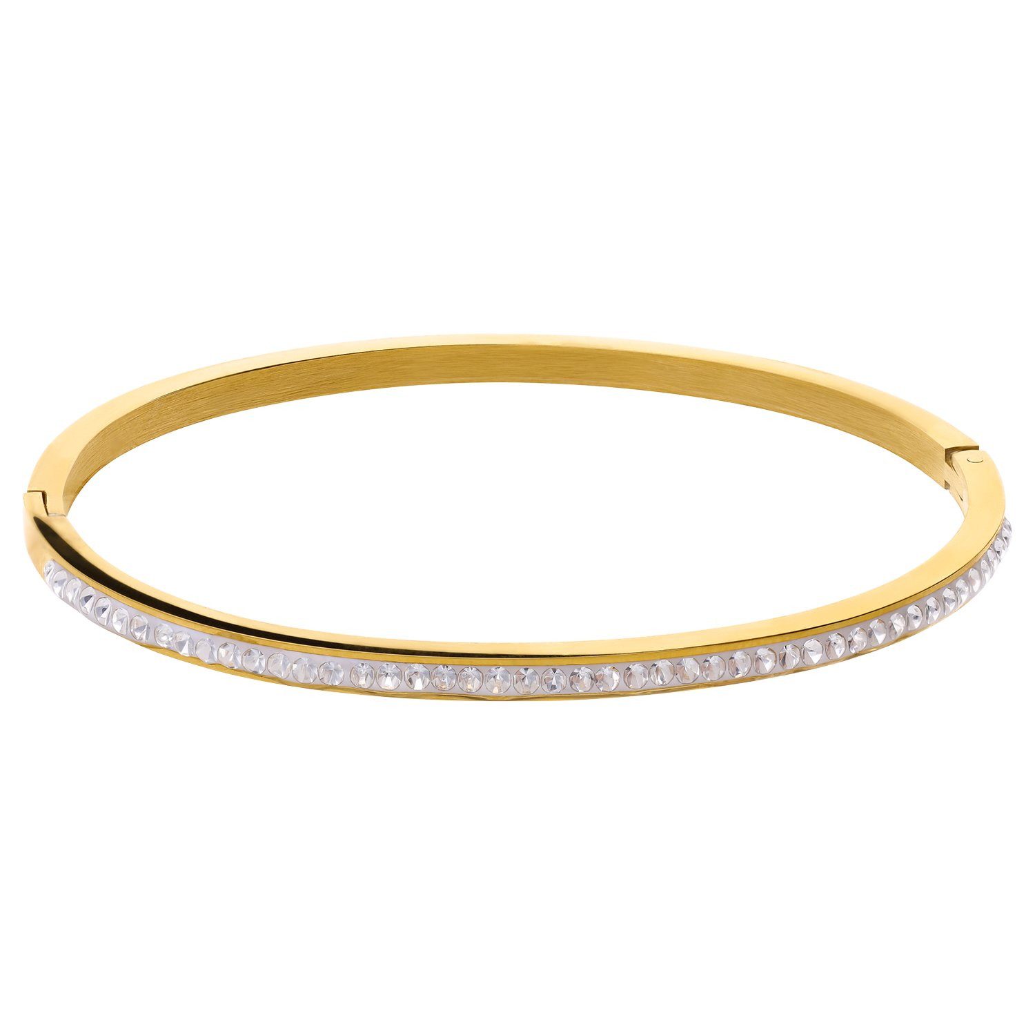 LUCARDI Armreif Armband - Stahl - Gold - Kristall - Damen
