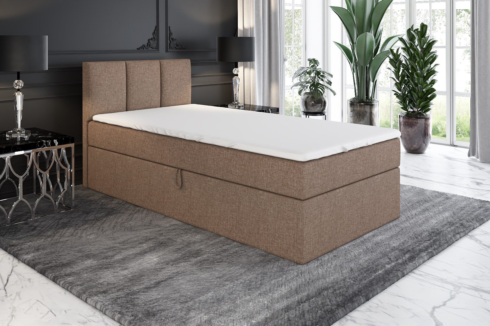 A&J MöbelLand GmbH Boxspringbett Einzelbett NASI mit Bettkasten, Topper und günstig online kaufen