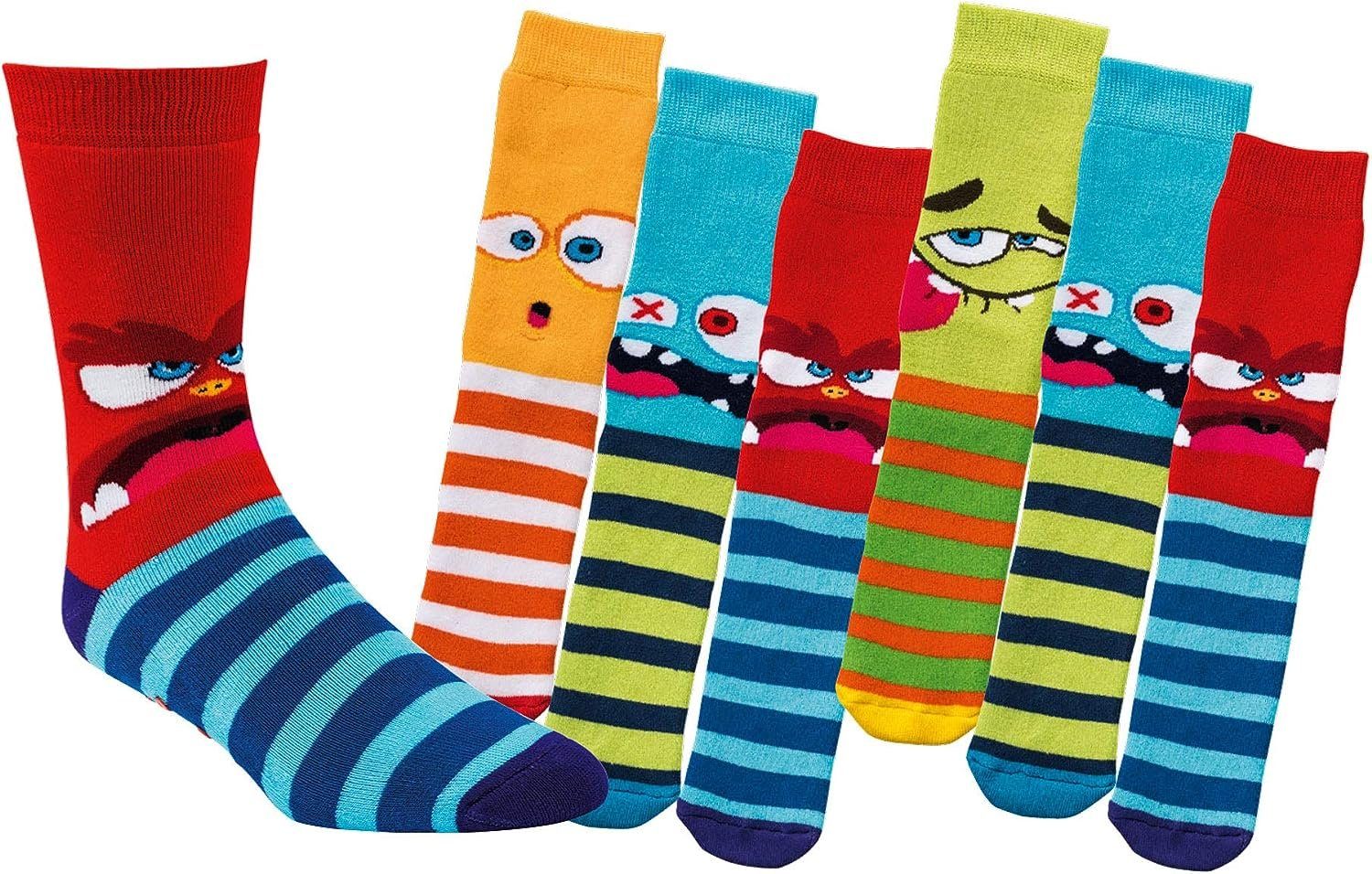 TippTexx 24 ABS-Socken 6 Paar Kinder Stoppersocken, Strümpfe mit Noppensohle, viele Muster Lustige Monster