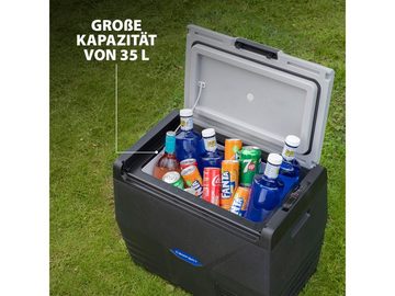 Campart Elektrische Kühlbox, 35 l, groß für Auto & Camping Kompressor Elektro 12V & 220-240V Klappständer