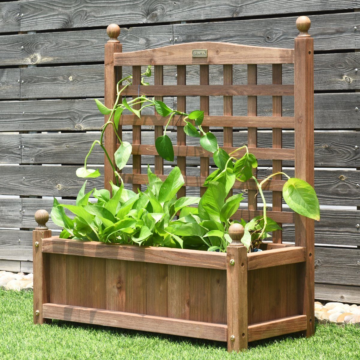 COSTWAY Blumenkasten, Pflanzkübel aus Kiefernholz, 64,5x28x75cm
