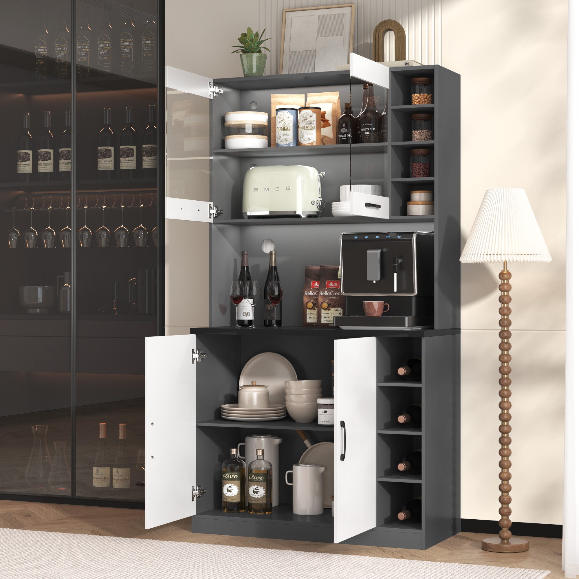 Odikalo Küchenbuffet Küchenschrank Vitrine Sideboard Ablagefach günstig online kaufen