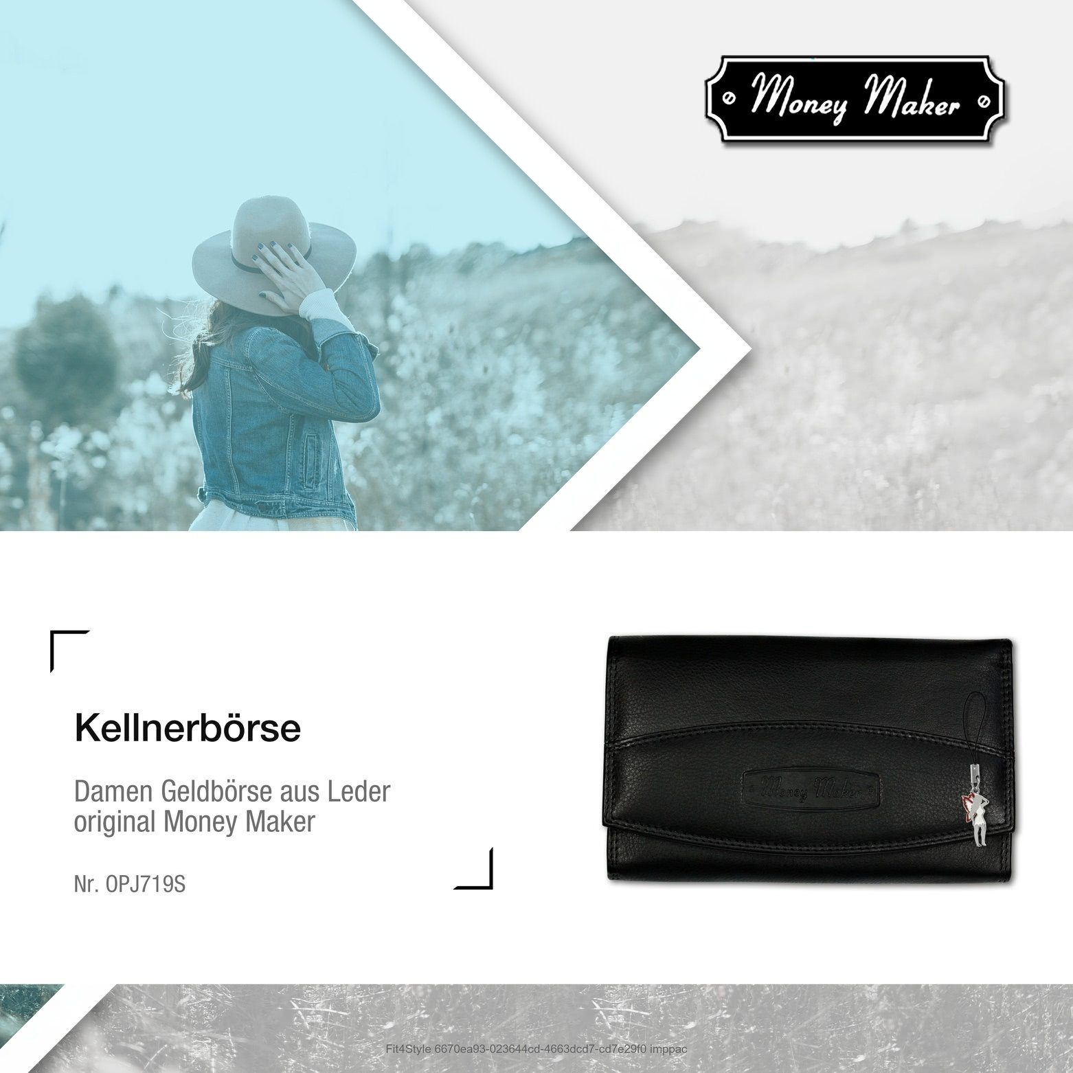 Money Maker Kellnerbörse Money Maker Damen Börse RFID Blocker (Kellnerbörse, Kellnerbörse), Damen Geldbörse aus Echtleder in schwarz, ca. 16cm Breite